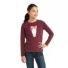 Ariat Youth Flower Crown Ls T-shirt -Saddle Sale Shop Ariat yoth flower crown ls t shirt windsor wine